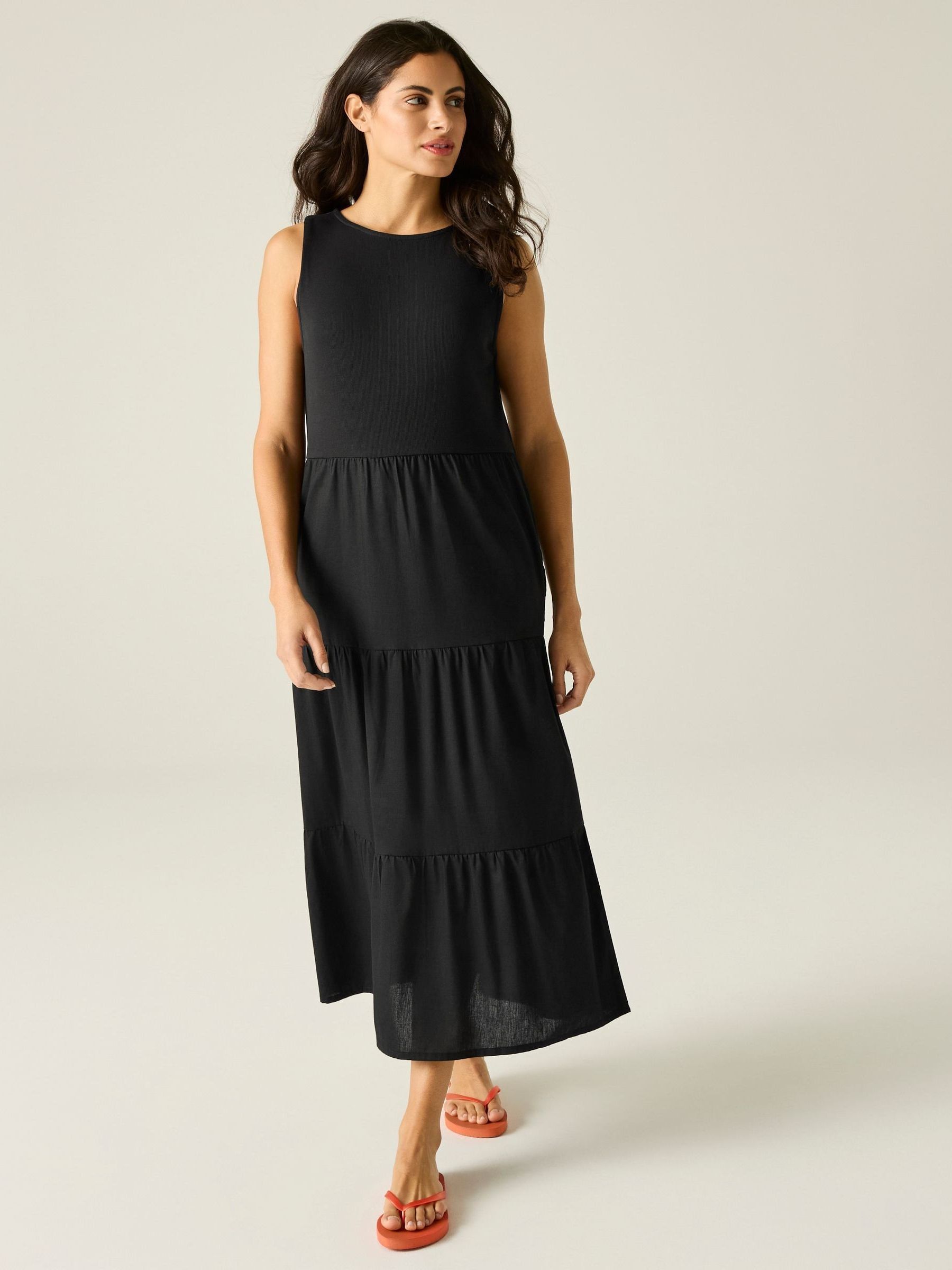 Regatta Women's Black Tarise Tiered Midi Dress - Image 1