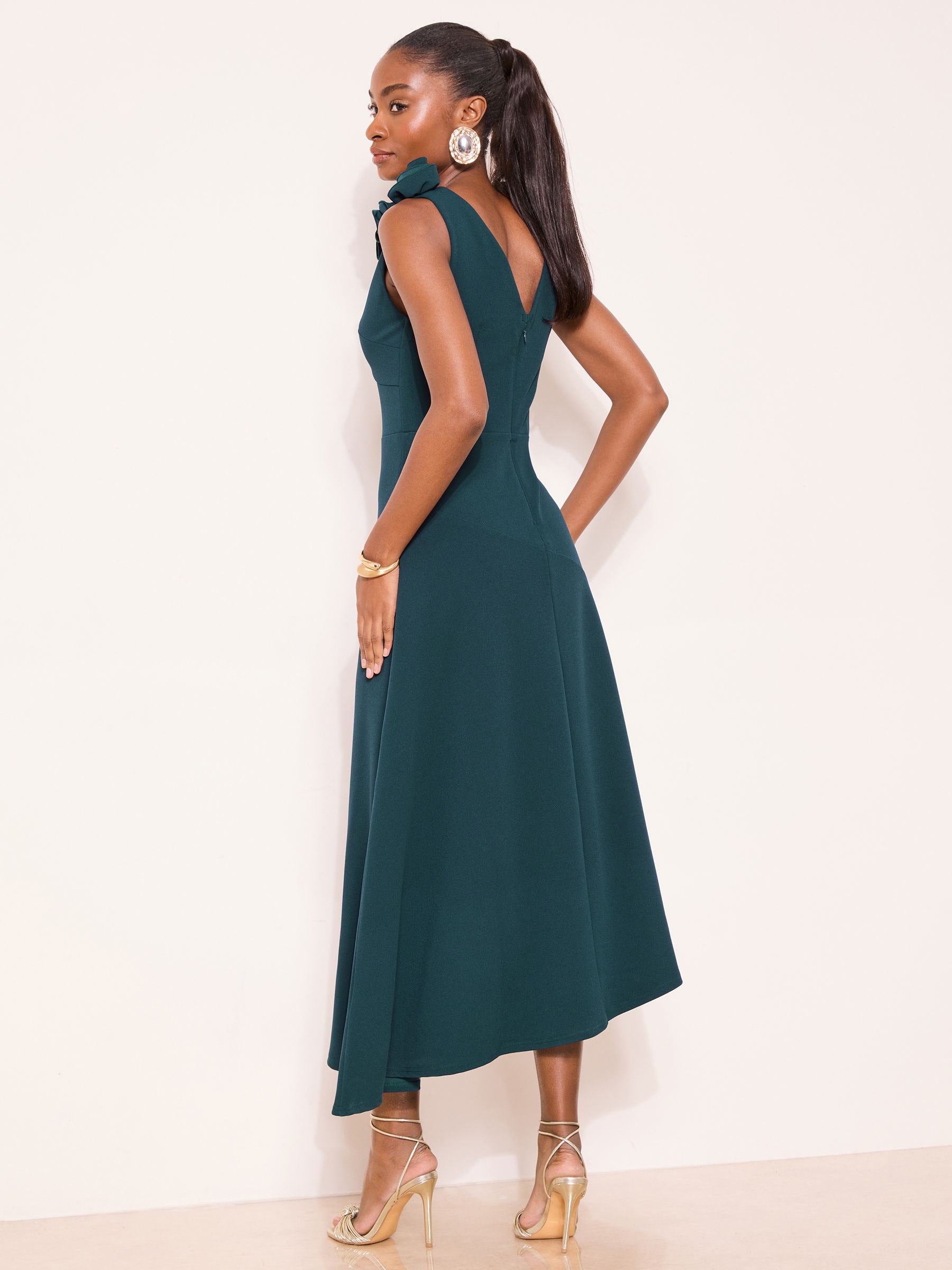 Buy Lipsy Teal Blue Flower Trim V-Neck Skater Dress from the Next UK online  shop