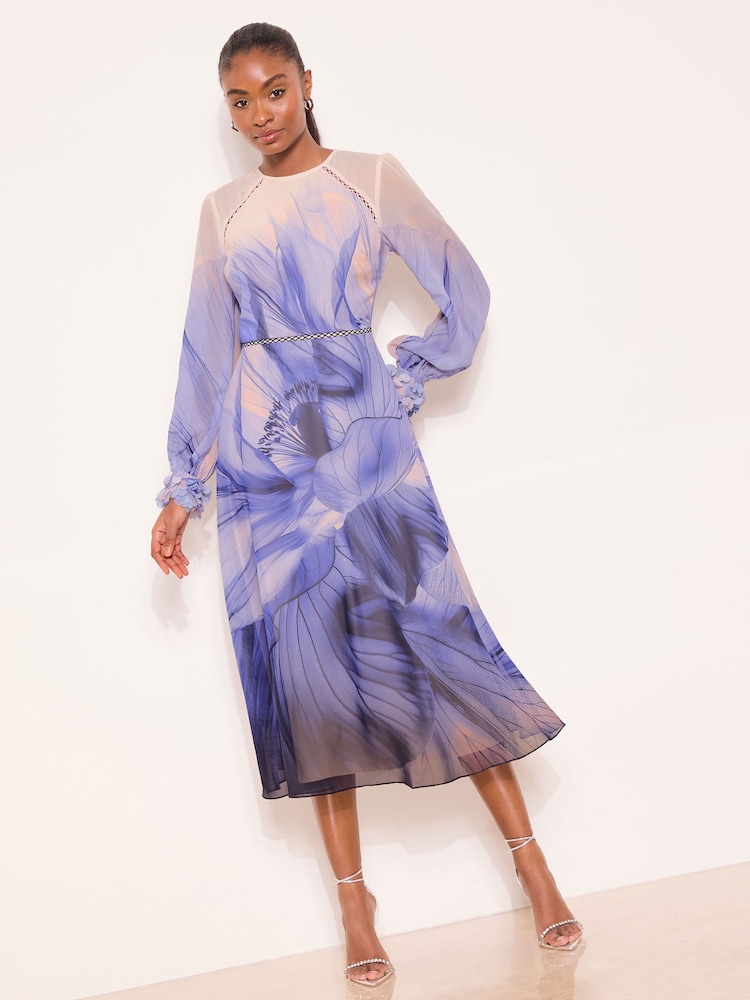 Lipsy Navy Diamante Detail Side Split Hem Midi Dress - Image 1 of 5