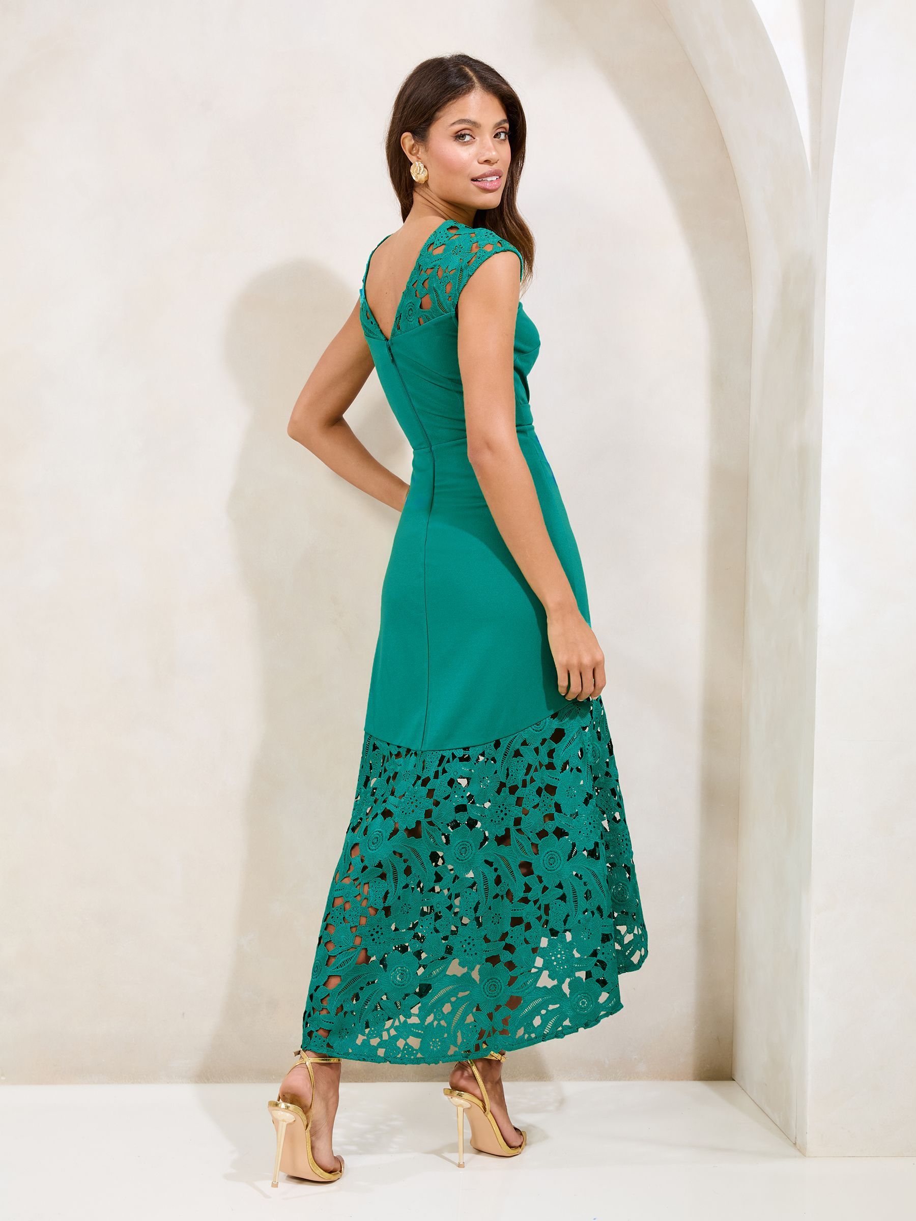 Buy Lipsy Mint Green Lace Hem Fit And Flare Midaxi Dress from Next USA