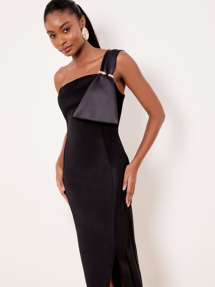 lipsy one shoulder dress black Buy Lipsy Black One Shoulder Asym Bow Bodycon Midi Dress from Next USA