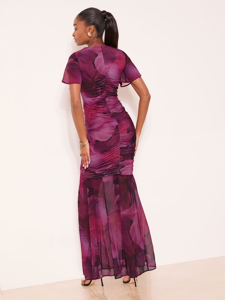 Lipsy Blomsterprint Ruched Mesh Maxikjole - Bilde 4 av 4 Lipsy Blomsterprint Ruched Mesh Maxikjole - Bilde 4 av 4