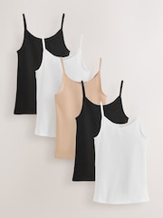Multi Cotton Rich Strappy Vests 5 Pack - Image 1 of 8
