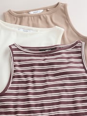 Chocolate Brown Cotton Rich Boat Neck Vests 3 Pack - Image 10 of 11