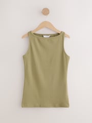 Khaki Green Cotton Rich Boat Neck Vests 3 Pack - Image 2 of 6