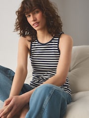 Navy Cotton Rib High Neck Vests 2 Pack - Image 9 of 11