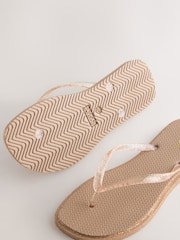 Rose Gold Glitter Square Toe Flip Flops - Image 10 of 10
