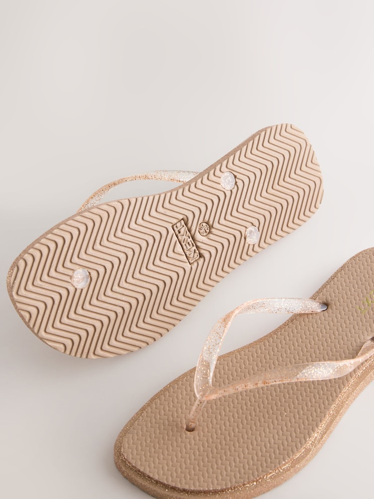 Rose Gold Glitter Square Toe Flip Flops - Image 5 of 5 Rose Gold Glitter Square Toe Flip Flops - Image 5 of 5