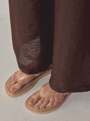 Rose Gold Glitter Square Toe Flip Flops - Image 6 of 10