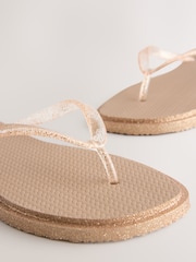 Rose Gold Glitter Square Toe Flip Flops - Image 8 of 10