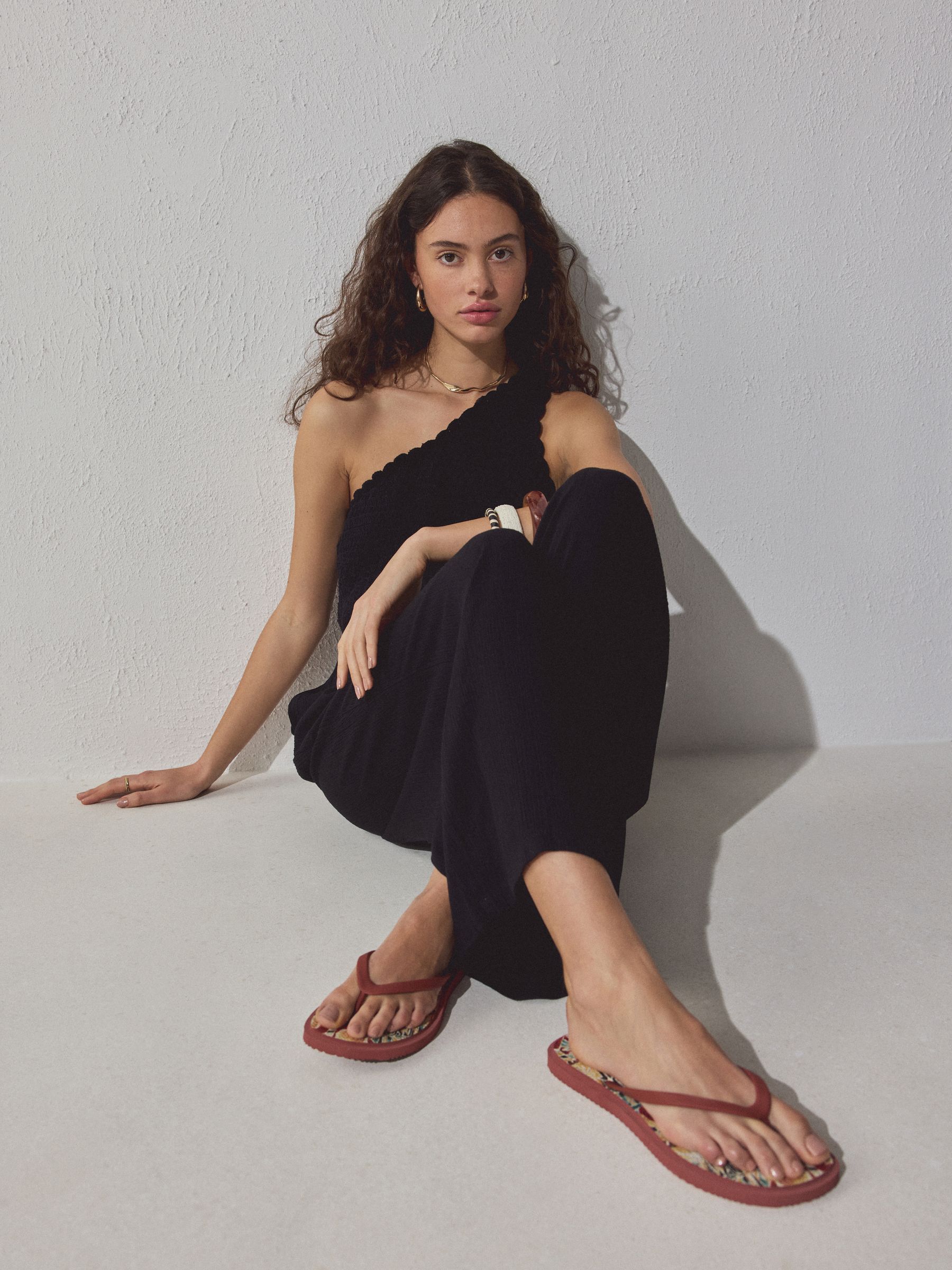 Buy Red Printed Square Toe Flip Flops from Next Canada