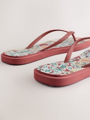 Red Printed Square Toe Flip Flops - Image 3 of 5