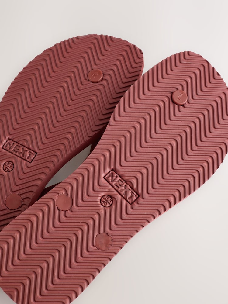 Red Printed Square Toe Flip Flops - Image 5 of 5