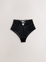 Black/Pink High Waist Lace Front Strappy Knickers 2 Pack - Image 3 of 5