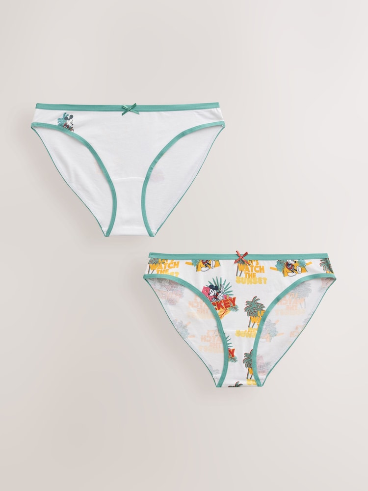 White High Leg Mickey Mouse Knickers 2 Pack - Image 1 of 11 White High Leg Mickey Mouse Knickers 2 Pack - Image 1 of 11