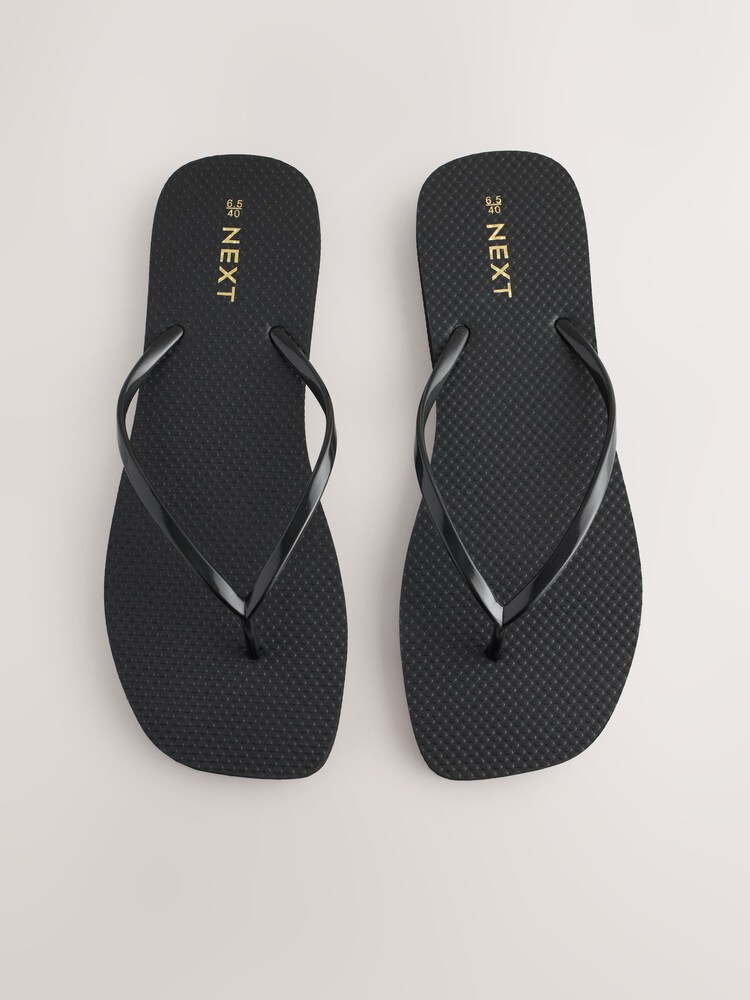 Black Square Toe Flip Flops - Image 1 of 5 Black Square Toe Flip Flops - Image 1 of 5