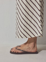 Chocolate Brown Self. Flip Flops - Image 2 of 4