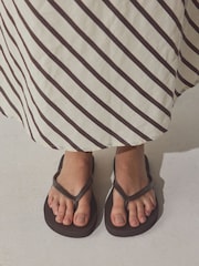 Chocolate Brown Self. Flip Flops - Image 3 of 4