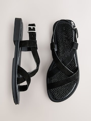 Black Forever Comfort® Cross Strap Sandals - Image 1 of 5