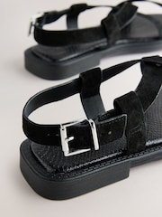 Black Forever Comfort® Cross Strap Sandals - Image 10 of 10