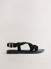 Black Forever Comfort® Cross Strap Sandals - Image 3 of 5