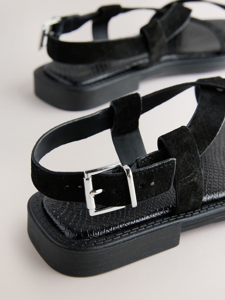 Black Forever Comfort® Cross Strap Sandals - Image 5 of 5