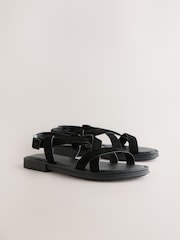 Black Forever Comfort® Cross Strap Sandals - Image 7 of 10