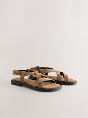 Tan Brown Suede Forever Comfort® Cross Strap Sandals - Image 3 of 5