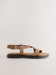 Tan Brown Suede Forever Comfort® Cross Strap Sandals - Image 8 of 10