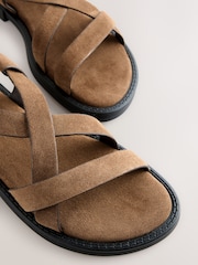 Tan Brown Suede Forever Comfort® Cross Strap Sandals - Image 9 of 10