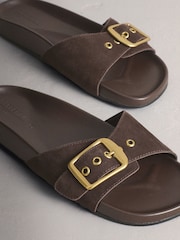 Chocolate Brown Suede N. Premium Single Band Footbed Sandals - Image 10 of 10