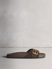 Chocolate Brown Suede N. Premium Single Band Footbed Sandals - Image 7 of 10