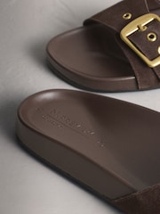 Chocolate Brown Suede N. Premium Single Band Footbed Sandals - Image 8 of 10