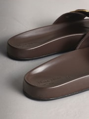 Chocolate Brown Suede N. Premium Single Band Footbed Sandals - Image 9 of 10