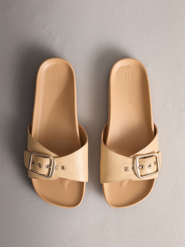 Butter Yellow Leather N. Premium Single Band Footbed Sandals - Image 1 of 5 Butter Yellow Leather N. Premium Single Band Footbed Sandals - Image 1 of 5