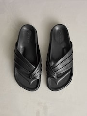 Black Leather N. Premium Toe Thong Footbed Sandals - Image 1 of 5