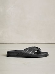 Black Leather N. Premium Toe Thong Footbed Sandals - Image 2 of 5