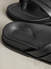 Black Leather N. Premium Toe Thong Footbed Sandals - Image 3 of 5