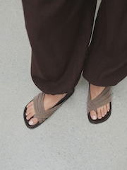 Taupe Suede N. Premium Toe Thong Footbed Sandals - Image 1 of 11