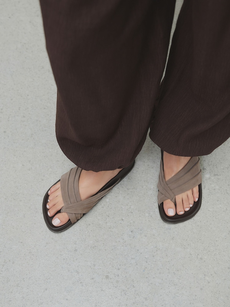 Taupe Suede N. Premium Toe Thong Footbed Sandals - Image 1 of 11 Taupe Suede N. Premium Toe Thong Footbed Sandals - Image 1 of 11