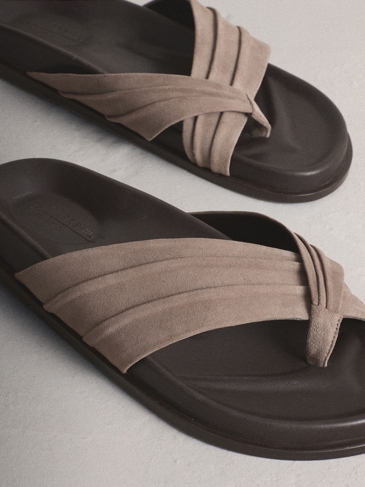 Taupe Suede N. Premium Toe Thong Footbed Sandals - Image 11 of 11 Taupe Suede N. Premium Toe Thong Footbed Sandals - Image 11 of 11