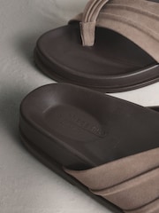 Taupe Suede N. Premium Toe Thong Footbed Sandals - Image 9 of 11