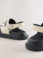 Ecru White Buckle Detail Chunky Footbed Sandals - Image 4 of 5