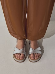 Silver Metallic Forever Comfort® Cross Strap Sandals - Image 1 of 4