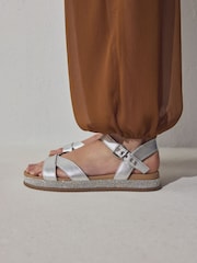 Silver Metallic Forever Comfort® Cross Strap Sandals - Image 2 of 4