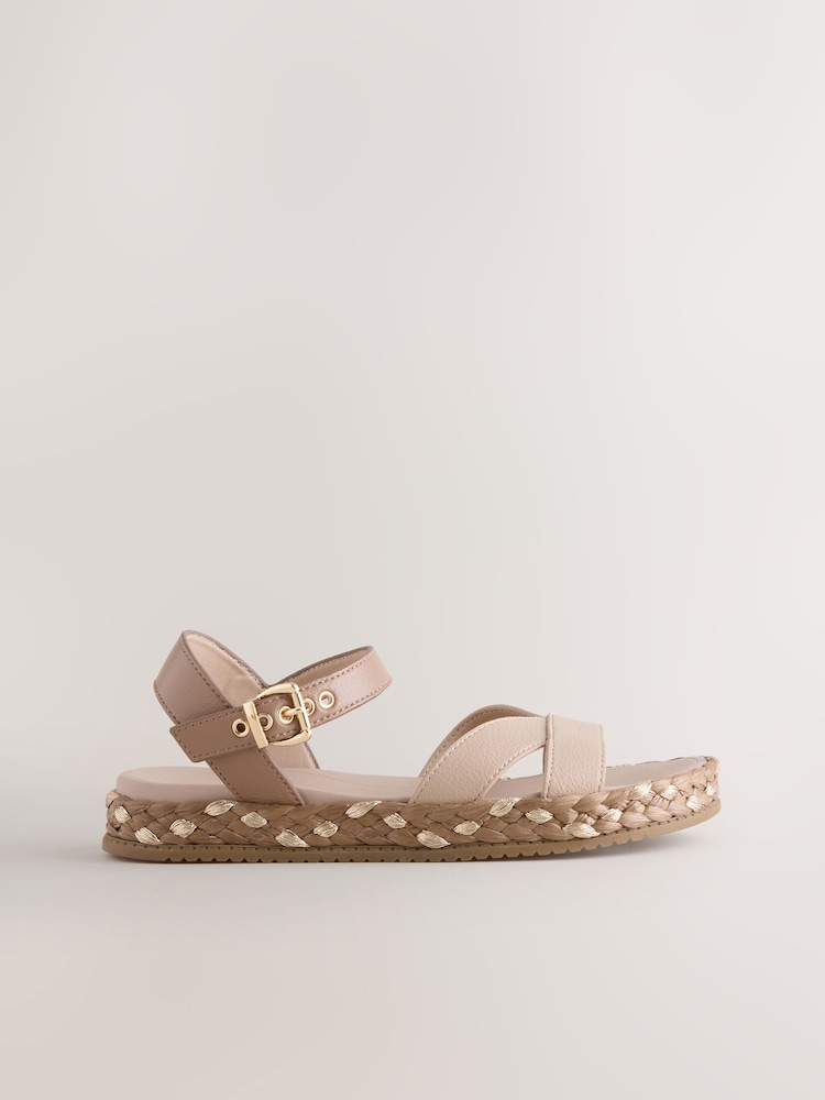 Blush Pink Metallic Forever Comfort® Cross Strap Sandals - Image 2 of 5 Blush Pink Metallic Forever Comfort® Cross Strap Sandals - Image 2 of 5
