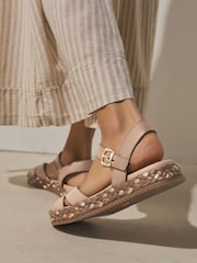Blush Pink Metallic Forever Comfort® Cross Strap Sandals - Image 7 of 11