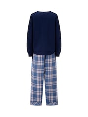 Pour Moi Blue Logo Sweatshirt  Cosy Check Pyjamas Set - Image 4 of 4