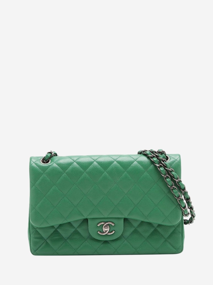 Sign of the Times LargeGreen 2015 Caviar Quilted Classic Double Flap Bag - Image 1 of 10