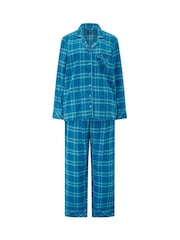 Pour Moi Blue Cosy Check Brushed Cotton Pyjamas Gift Set - Image 3 of 4
